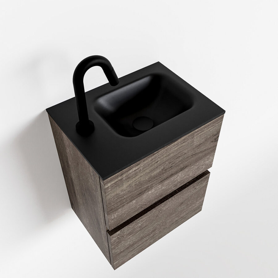 MONDIAZ ADA 40cm toiletmeubel dark brown. LEX wastafel urban positie links. Met 1 kraangat - Afbeelding 4