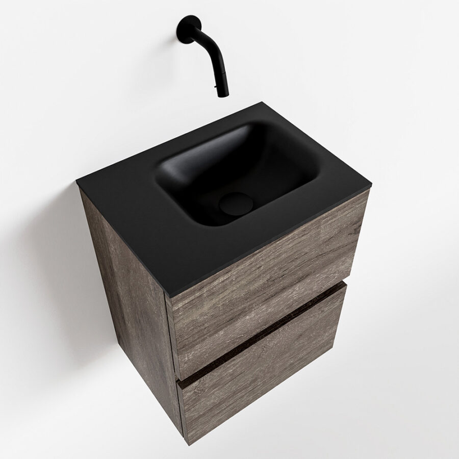 MONDIAZ ADA 40cm toiletmeubel dark brown. LEX wastafel urban positie links. Zonder kraangat - Afbeelding 4
