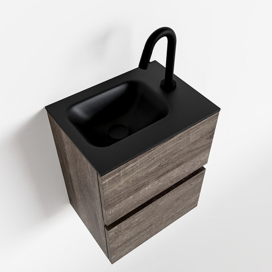 MONDIAZ ADA 40cm toiletmeubel dark brown. LEX wastafel urban positie rechts. Met 1 kraangat - Afbeelding 4