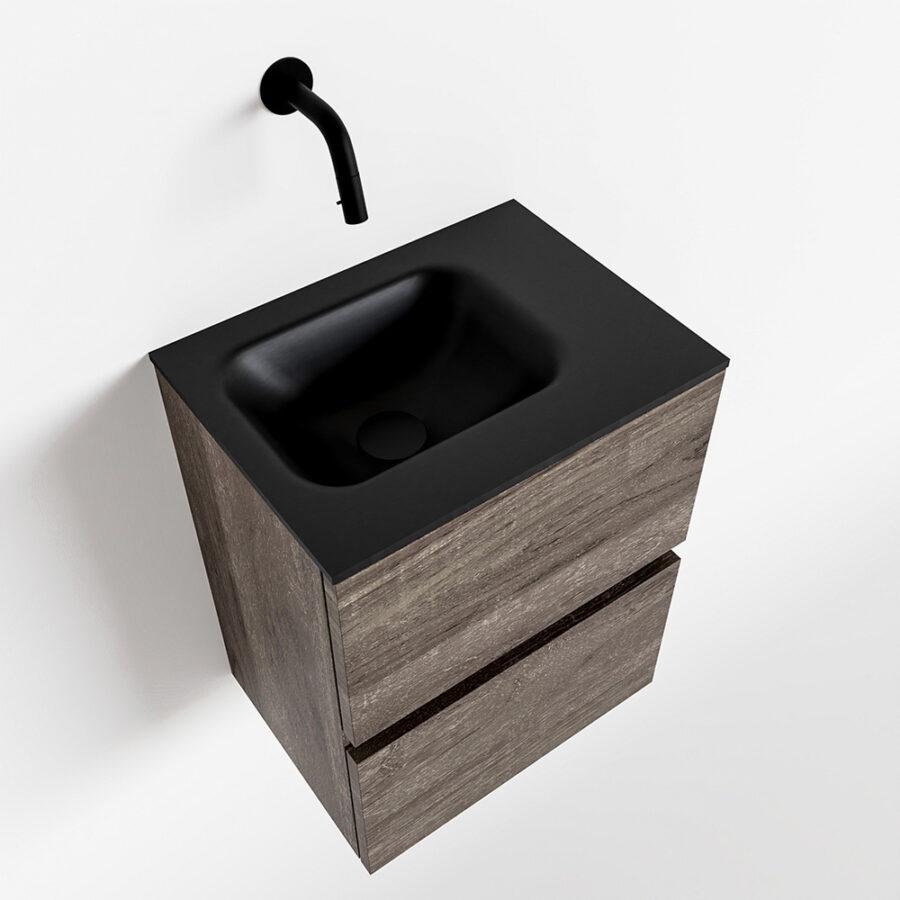 MONDIAZ ADA 40cm toiletmeubel dark brown. LEX wastafel urban positie rechts. Zonder kraangat - Afbeelding 4