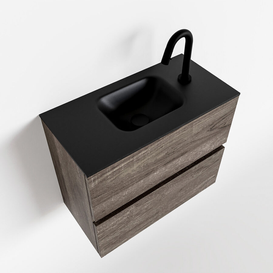 MONDIAZ ADA 60cm toiletmeubel dark brown. LEX wastafel urban positie midden. Met 1 kraangat - Afbeelding 4
