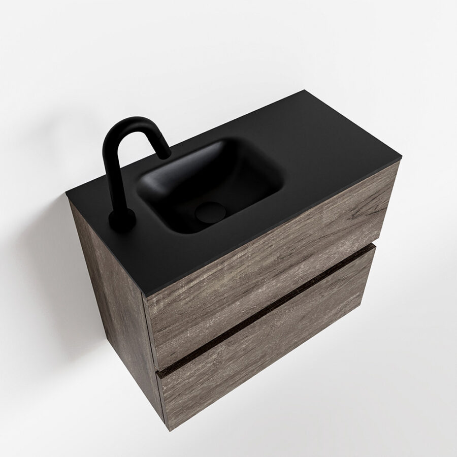MONDIAZ ADA 60cm toiletmeubel dark brown. LEX wastafel urban positie links. Met 1 kraangat - Afbeelding 4