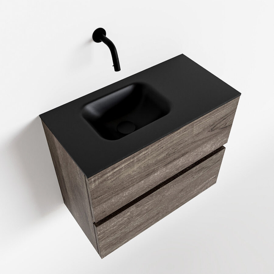 MONDIAZ ADA 60cm toiletmeubel dark brown. LEX wastafel urban positie links. Zonder kraangat - Afbeelding 4