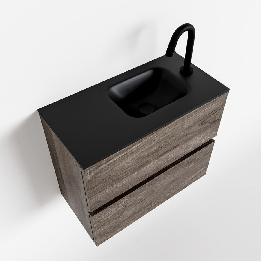 MONDIAZ ADA 60cm toiletmeubel dark brown. LEX wastafel urban positie rechts. Met 1 kraangat - Afbeelding 4