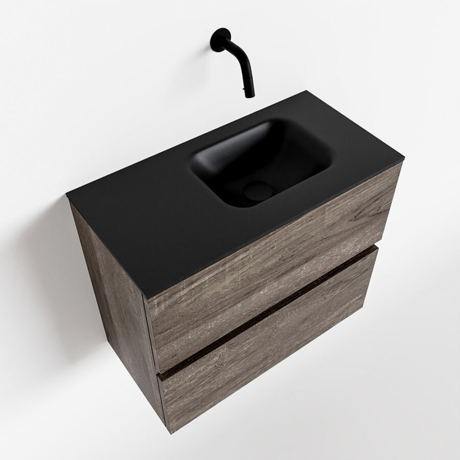 MONDIAZ ADA 60cm toiletmeubel dark brown. LEX wastafel urban positie rechts. Zonder kraangat - Afbeelding 4