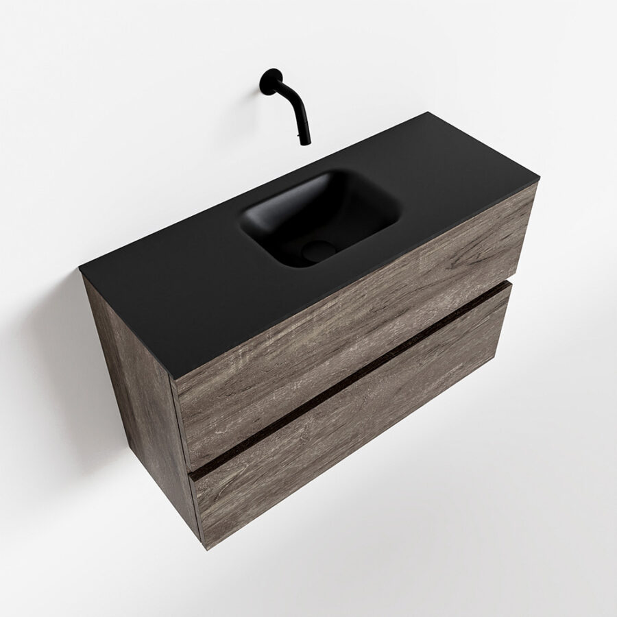 MONDIAZ ADA 80cm toiletmeubel dark brown. LEX wastafel urban positie midden. Zonder kraangat - Afbeelding 4