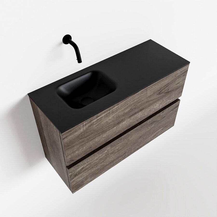MONDIAZ ADA 80cm toiletmeubel dark brown. LEX wastafel urban positie links. Zonder kraangat - Afbeelding 4