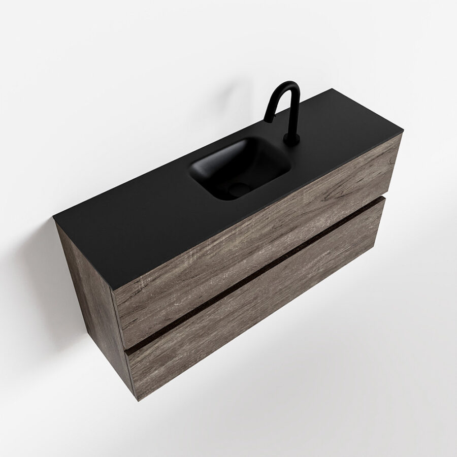 MONDIAZ ADA 100cm toiletmeubel dark brown. LEX wastafel urban positie midden. Met 1 kraangat - Afbeelding 4