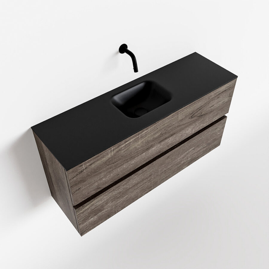 MONDIAZ ADA 100cm toiletmeubel dark brown. LEX wastafel urban positie midden. Zonder kraangat - Afbeelding 4