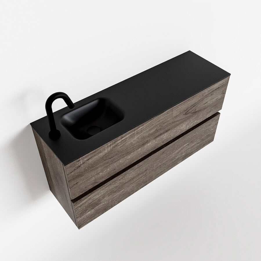 MONDIAZ ADA 100cm toiletmeubel dark brown. LEX wastafel urban positie links. Met 1 kraangat - Afbeelding 4