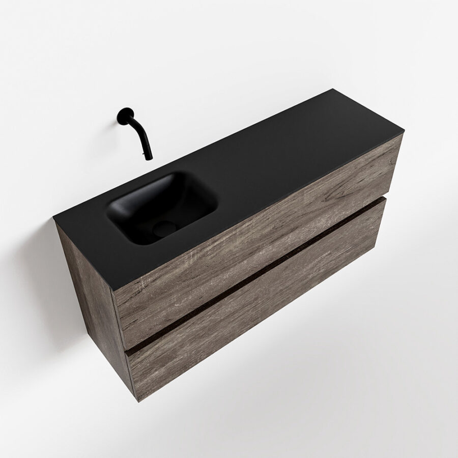 MONDIAZ ADA 100cm toiletmeubel dark brown. LEX wastafel urban positie links. Zonder kraangat - Afbeelding 4