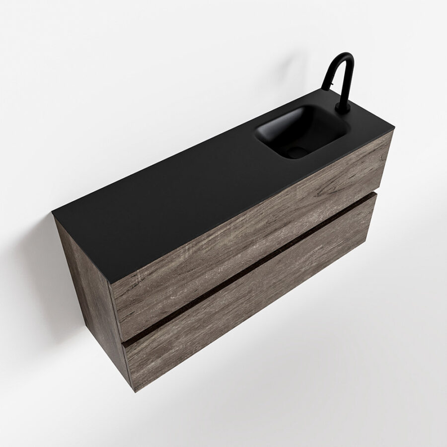 MONDIAZ ADA 100cm toiletmeubel dark brown. LEX wastafel urban positie rechts. Met 1 kraangat - Afbeelding 4