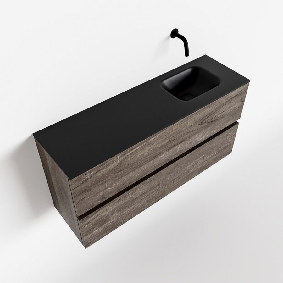 MONDIAZ ADA 100cm toiletmeubel dark brown. LEX wastafel urban positie rechts. Zonder kraangat - Afbeelding 4