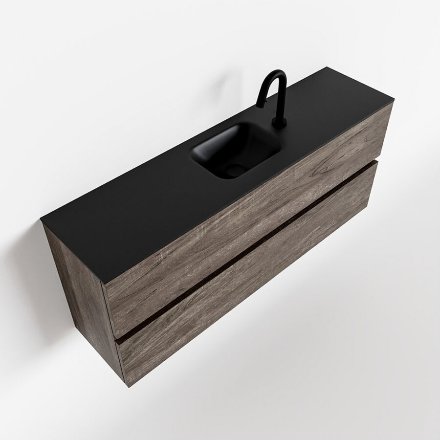 MONDIAZ ADA 120cm toiletmeubel dark brown. LEX wastafel urban positie midden. Met 1 kraangat - Afbeelding 4