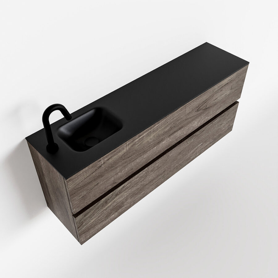 MONDIAZ ADA 120cm toiletmeubel dark brown. LEX wastafel urban positie links. Met 1 kraangat - Afbeelding 4