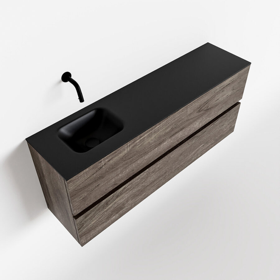 MONDIAZ ADA 120cm toiletmeubel dark brown. LEX wastafel urban positie links. Zonder kraangat - Afbeelding 4