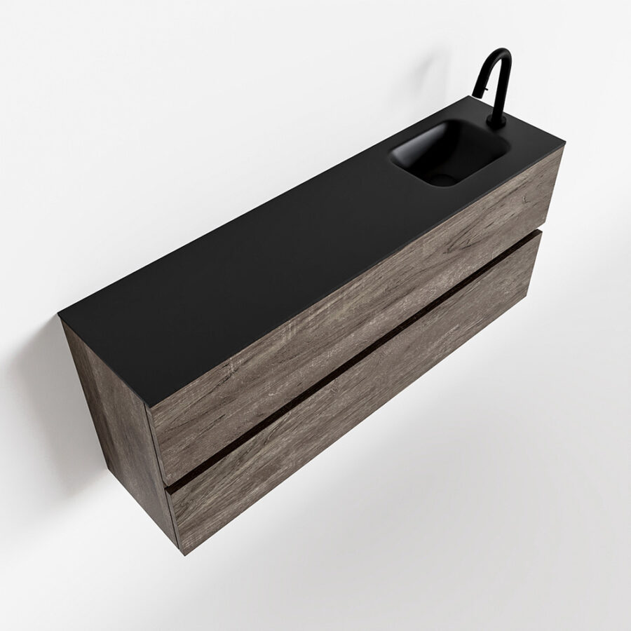 MONDIAZ ADA 120cm toiletmeubel dark brown. LEX wastafel urban positie rechts. Met 1 kraangat - Afbeelding 4