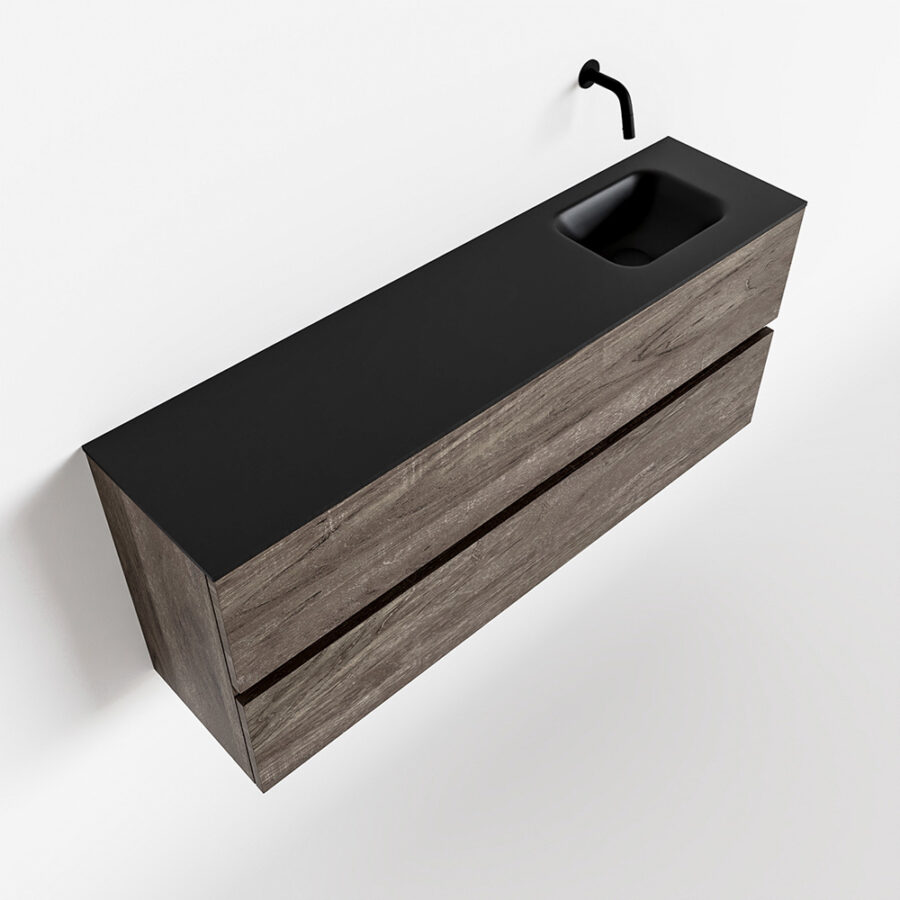 MONDIAZ ADA 120cm toiletmeubel dark brown. LEX wastafel urban positie rechts. Zonder kraangat - Afbeelding 4