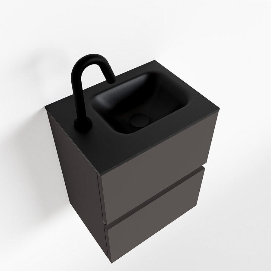 MONDIAZ ADA 40cm toiletmeubel dark grey. LEX wastafel urban positie links. Met 1 kraangat - Afbeelding 4