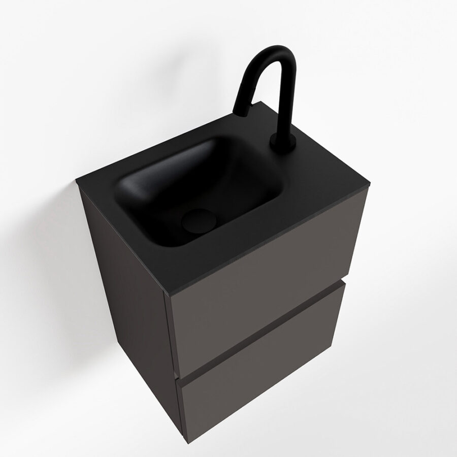 MONDIAZ ADA 40cm toiletmeubel dark grey. LEX wastafel urban positie rechts. Met 1 kraangat - Afbeelding 4