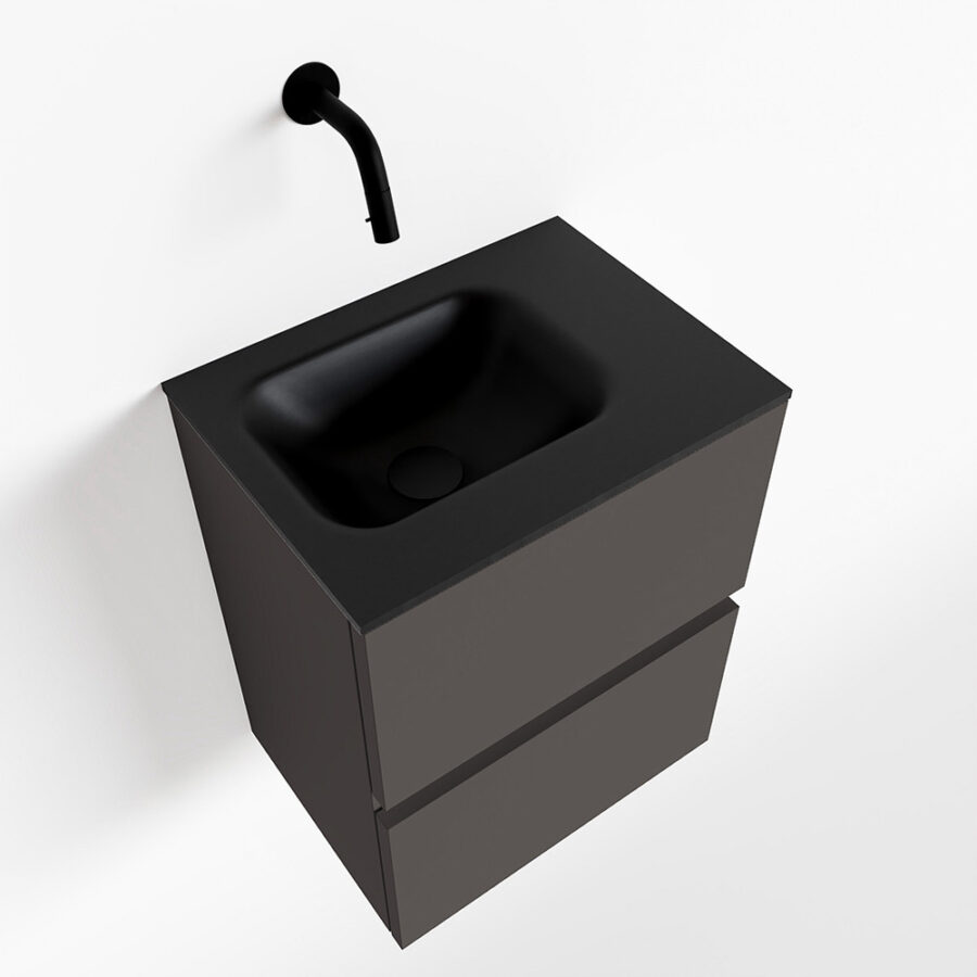 MONDIAZ ADA 40cm toiletmeubel dark grey. LEX wastafel urban positie rechts. Zonder kraangat - Afbeelding 4