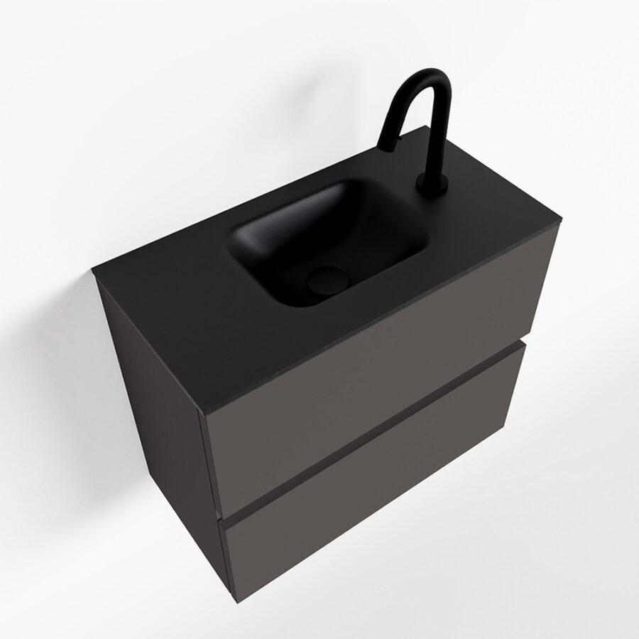 MONDIAZ ADA 60cm toiletmeubel dark grey. LEX wastafel urban positie midden. Met 1 kraangat - Afbeelding 4