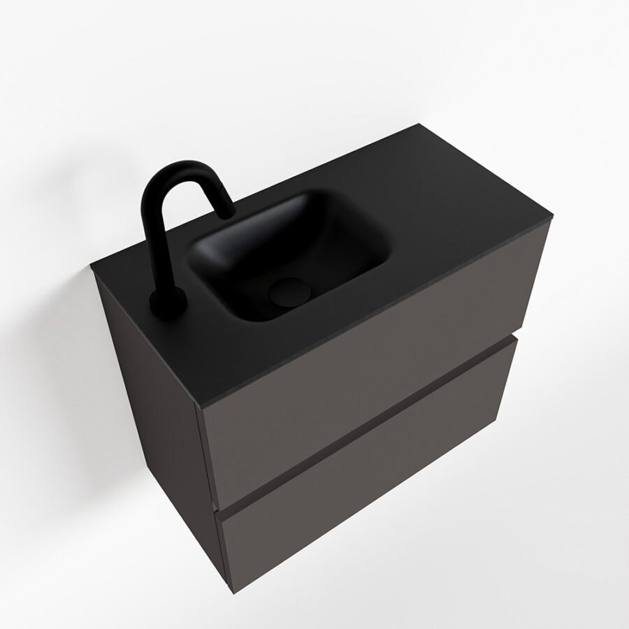 MONDIAZ ADA 60cm toiletmeubel dark grey. LEX wastafel urban positie links. Met 1 kraangat - Afbeelding 4