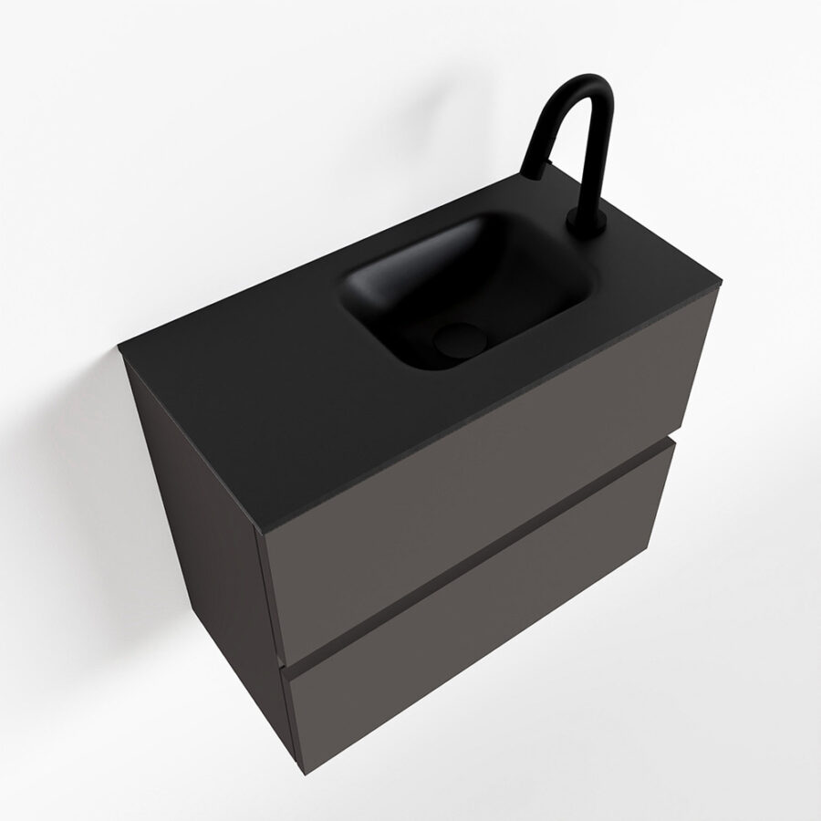MONDIAZ ADA 60cm toiletmeubel dark grey. LEX wastafel urban positie rechts. Met 1 kraangat - Afbeelding 4