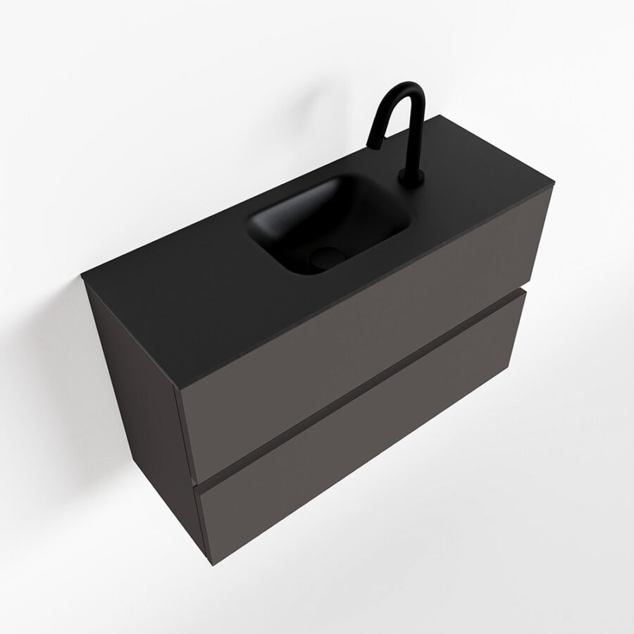 MONDIAZ ADA 80cm toiletmeubel dark grey. LEX wastafel urban positie midden. Met 1 kraangat - Afbeelding 4