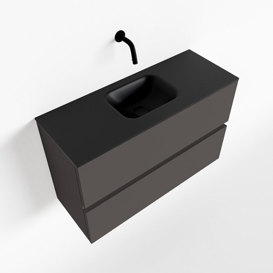 MONDIAZ ADA 80cm toiletmeubel dark grey. LEX wastafel urban positie midden. Zonder kraangat - Afbeelding 4