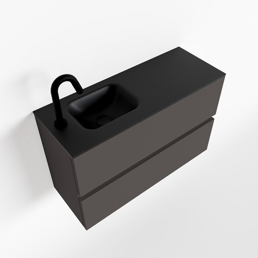 MONDIAZ ADA 80cm toiletmeubel dark grey. LEX wastafel urban positie links. Met 1 kraangat - Afbeelding 4