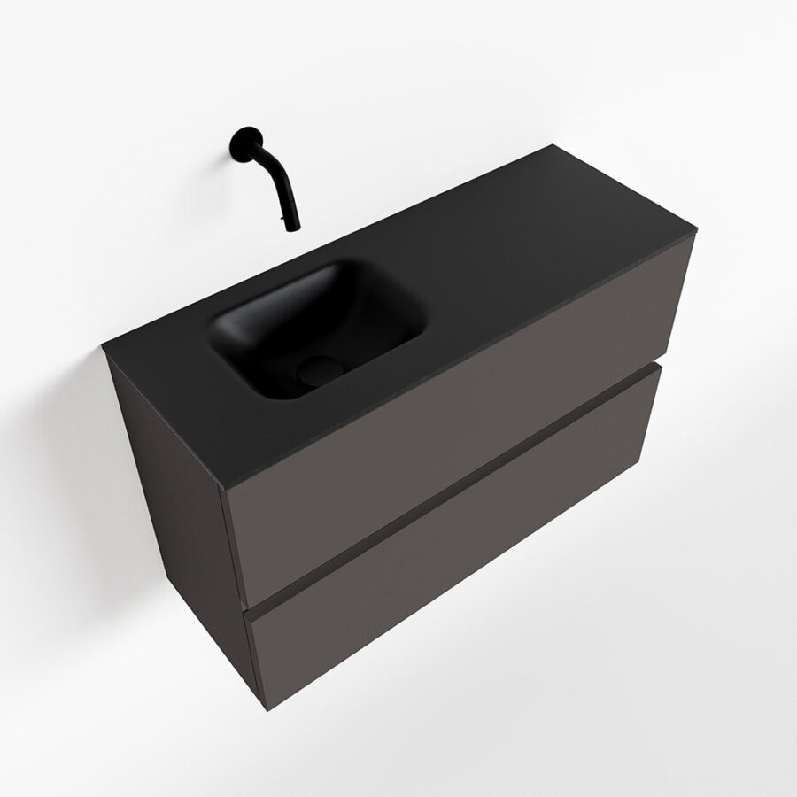 MONDIAZ ADA 80cm toiletmeubel dark grey. LEX wastafel urban positie links. Zonder kraangat - Afbeelding 4
