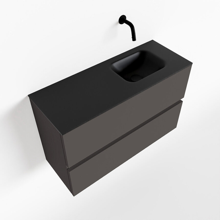 MONDIAZ ADA 80cm toiletmeubel dark grey. LEX wastafel urban positie rechts. Zonder kraangat - Afbeelding 4