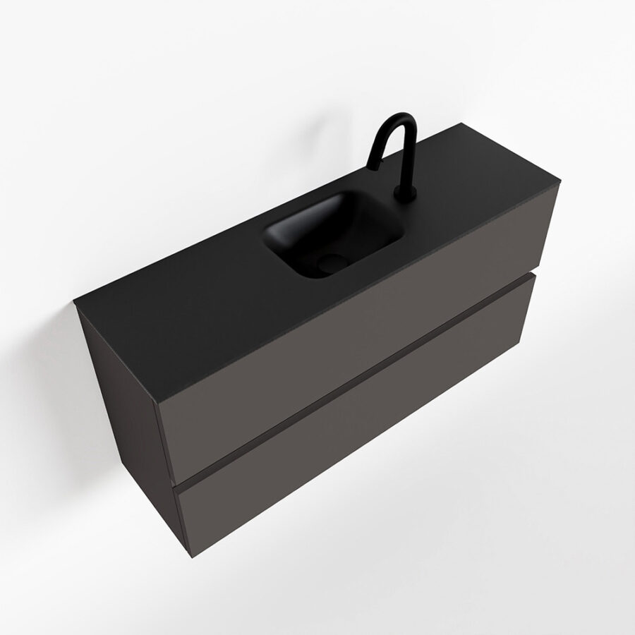 MONDIAZ ADA 100cm toiletmeubel dark grey. LEX wastafel urban positie midden. Met 1 kraangat - Afbeelding 4