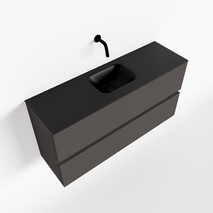 MONDIAZ ADA 100cm toiletmeubel dark grey. LEX wastafel urban positie midden. Zonder kraangat - Afbeelding 4