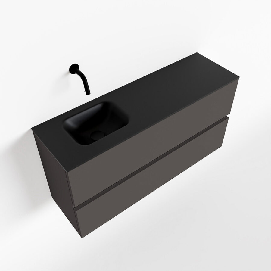 MONDIAZ ADA 100cm toiletmeubel dark grey. LEX wastafel urban positie links. Zonder kraangat - Afbeelding 4