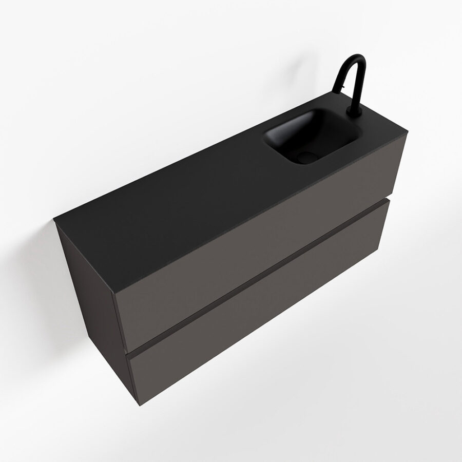 MONDIAZ ADA 100cm toiletmeubel dark grey. LEX wastafel urban positie rechts. Met 1 kraangat - Afbeelding 4