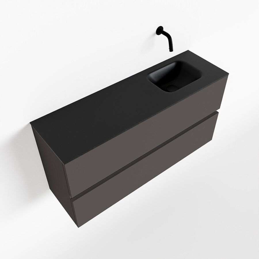 MONDIAZ ADA 100cm toiletmeubel dark grey. LEX wastafel urban positie rechts. Zonder kraangat - Afbeelding 4