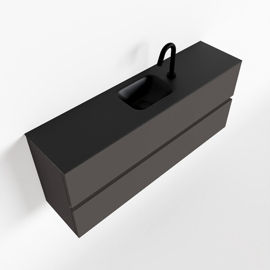 MONDIAZ ADA 120cm toiletmeubel dark grey. LEX wastafel urban positie midden. Met 1 kraangat - Afbeelding 4