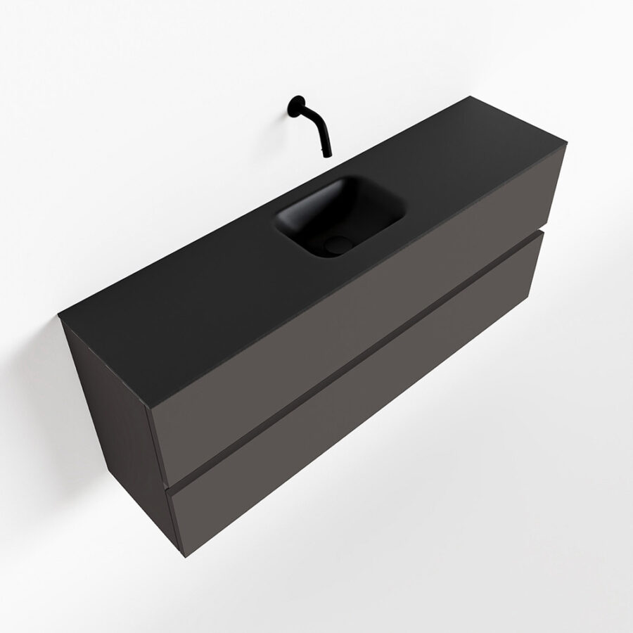 MONDIAZ ADA 120cm toiletmeubel dark grey. LEX wastafel urban positie midden. Zonder kraangat - Afbeelding 4