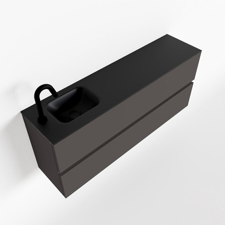 MONDIAZ ADA 120cm toiletmeubel dark grey. LEX wastafel urban positie links. Met 1 kraangat - Afbeelding 4