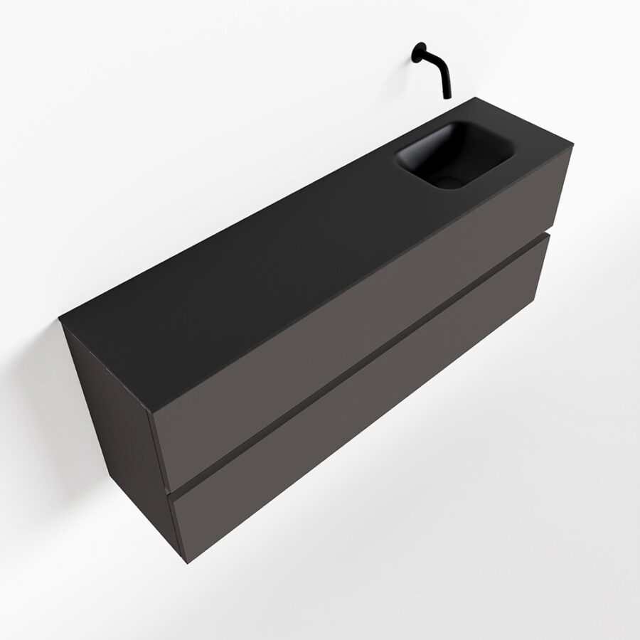 MONDIAZ ADA 120cm toiletmeubel dark grey. LEX wastafel urban positie rechts. Zonder kraangat - Afbeelding 4