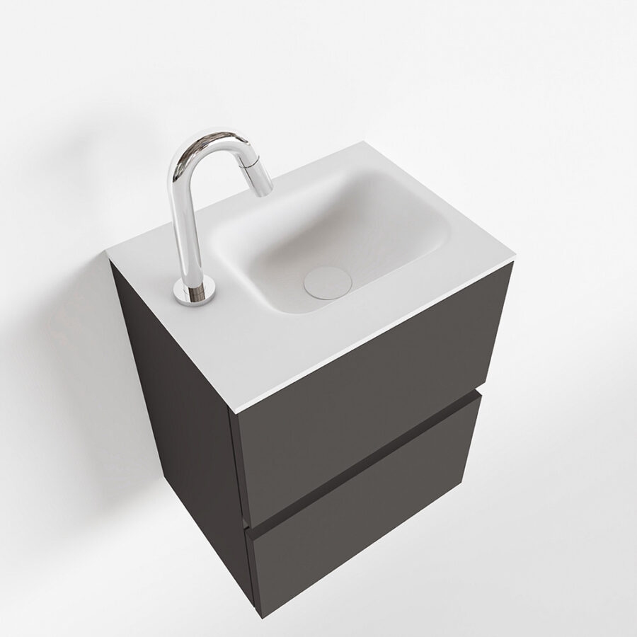 MONDIAZ ADA 40cm toiletmeubel dark grey. LEX wastafel talc positie links. Met 1 kraangat - Afbeelding 4