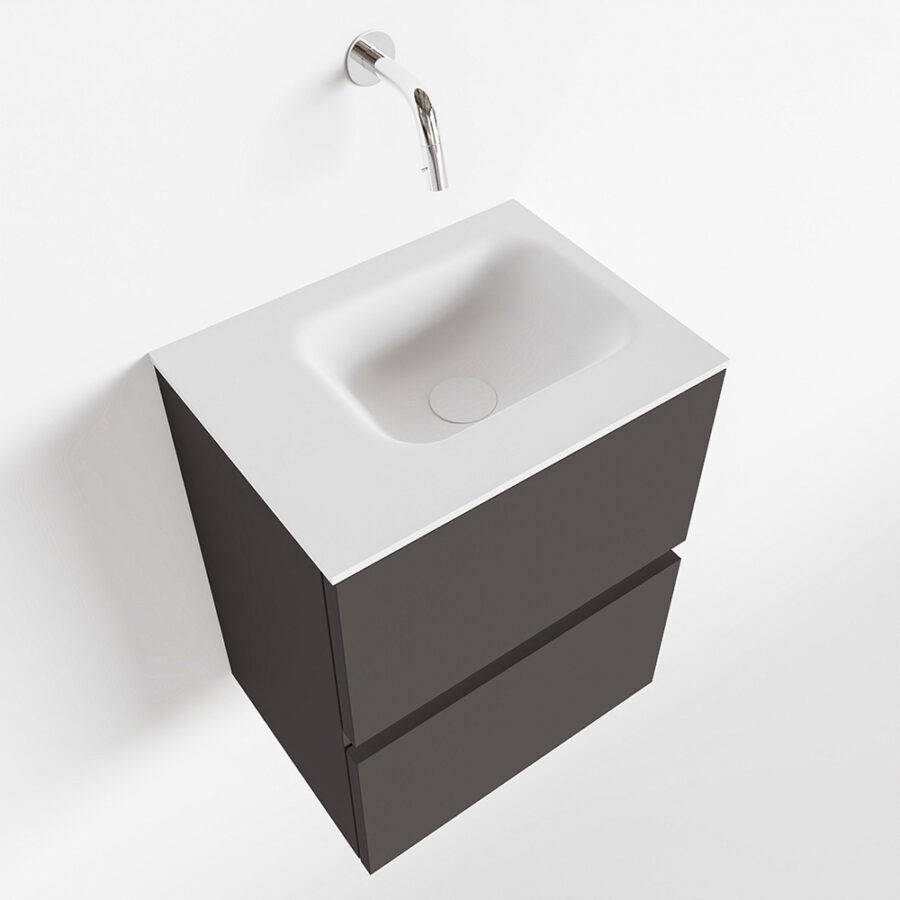 MONDIAZ ADA 40cm toiletmeubel dark grey. LEX wastafel talc positie links. Zonder kraangat - Afbeelding 4