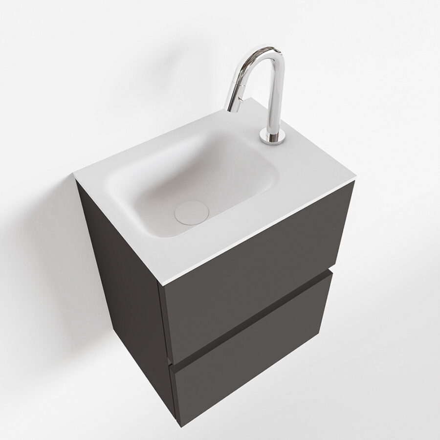 MONDIAZ ADA 40cm toiletmeubel dark grey. LEX wastafel talc positie rechts. Met 1 kraangat - Afbeelding 4