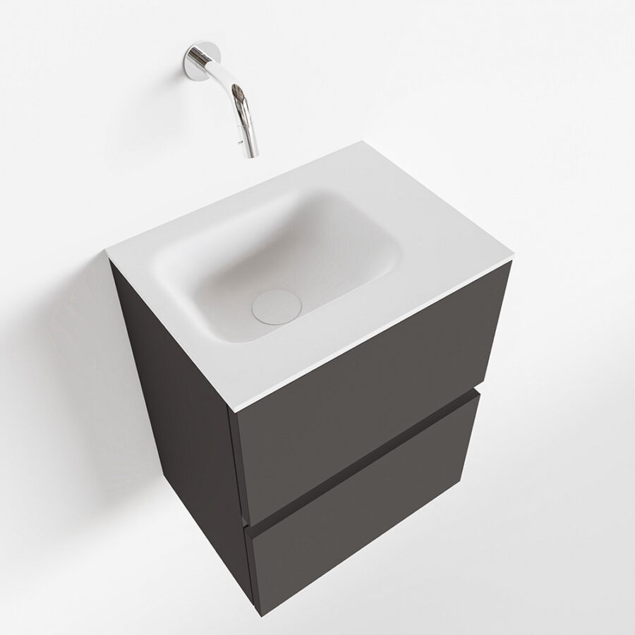 MONDIAZ ADA 40cm toiletmeubel dark grey. LEX wastafel talc positie rechts. Zonder kraangat - Afbeelding 4