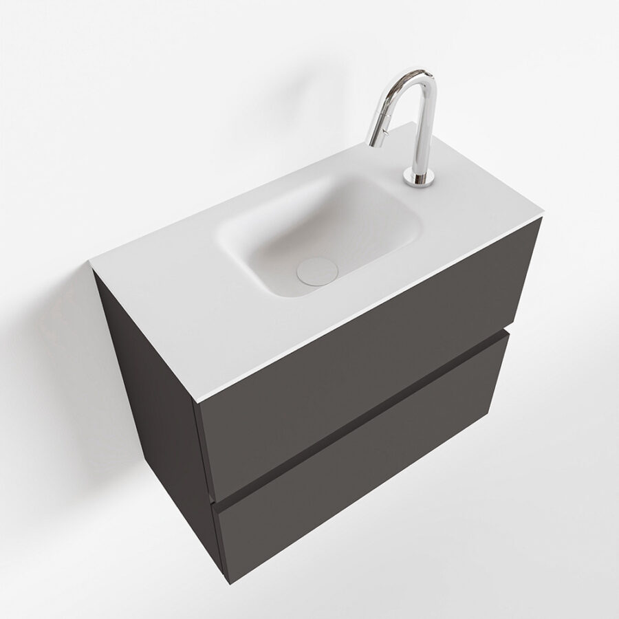 MONDIAZ ADA 60cm toiletmeubel dark grey. LEX wastafel talc positie midden. Met 1 kraangat - Afbeelding 4
