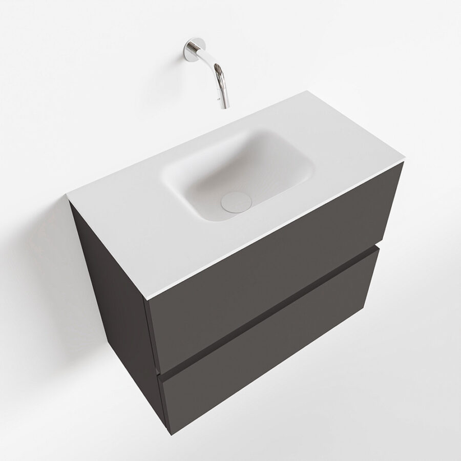 MONDIAZ ADA 60cm toiletmeubel dark grey. LEX wastafel talc positie midden. Zonder kraangat - Afbeelding 4