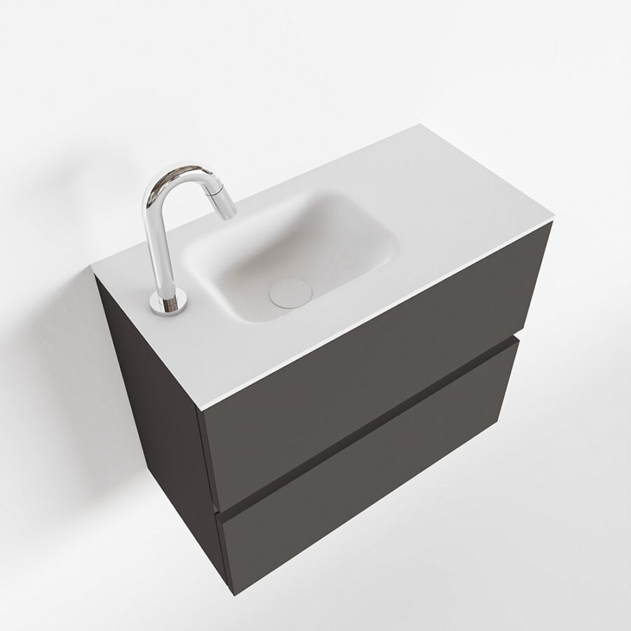 MONDIAZ ADA 60cm toiletmeubel dark grey. LEX wastafel talc positie links. Met 1 kraangat - Afbeelding 4