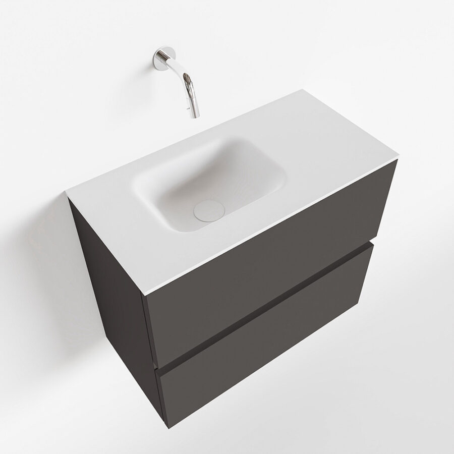 MONDIAZ ADA 60cm toiletmeubel dark grey. LEX wastafel talc positie links. Zonder kraangat - Afbeelding 4